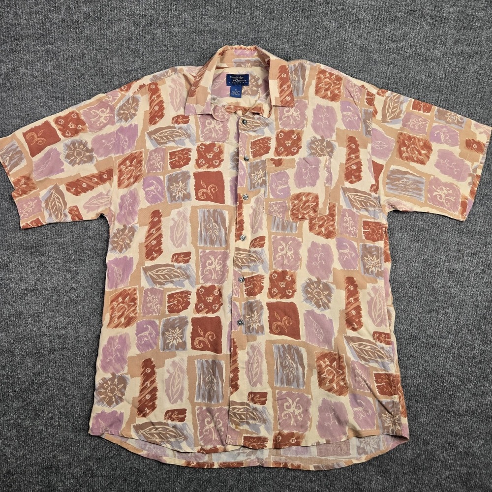 Cambridge Classics Hawaiian Shirt Mens M Tropical Floral Multicolor Button-Down